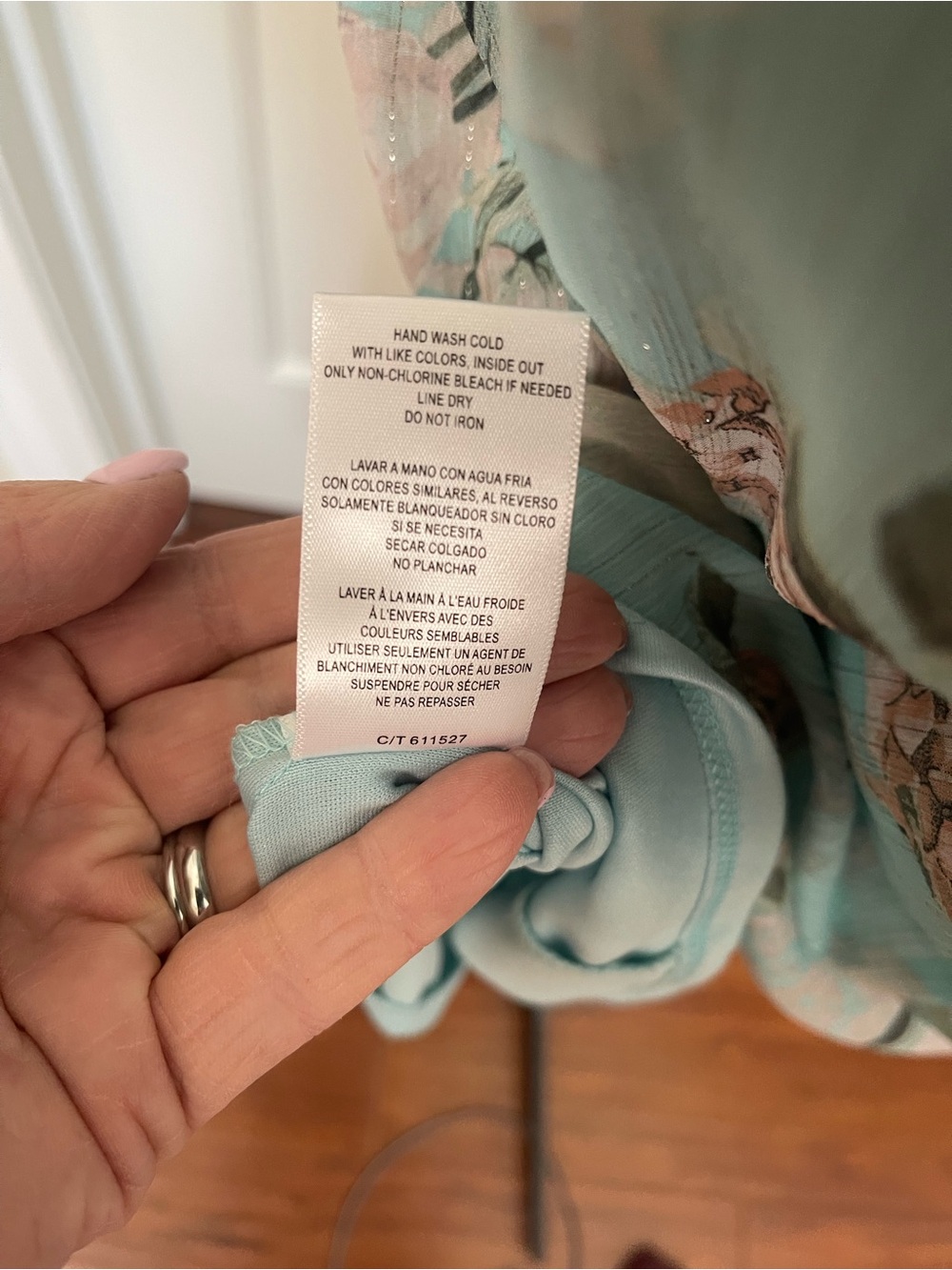 Danny & Nicole Aqua Floral High-Low Wrap Dress - Picture 13 of 16